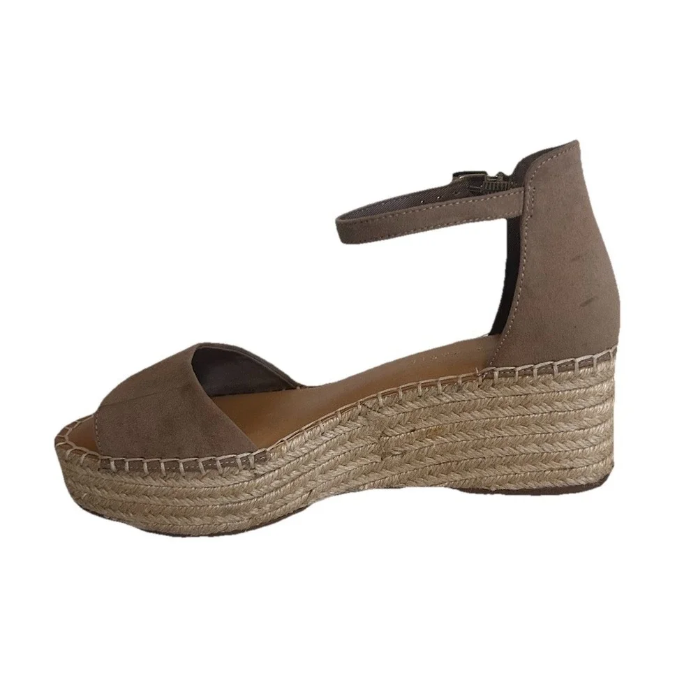 Kelly & Katie Size 9M Espadrille Taupe Wedge Fedrick Microsuede Sandals-JKL-1-A